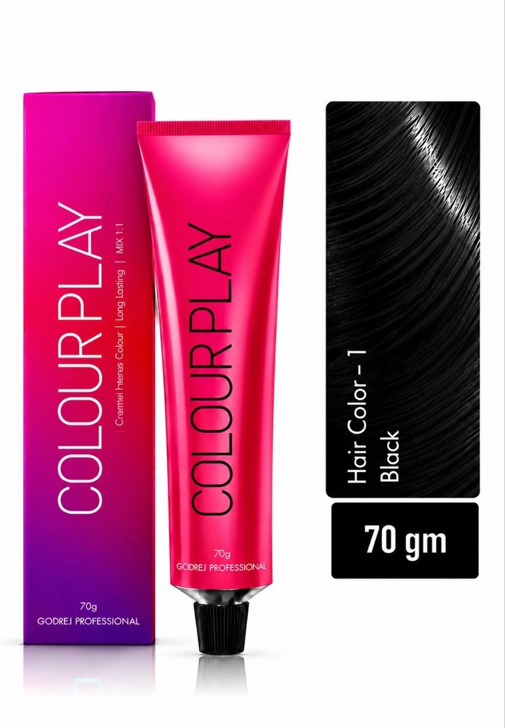 Colour Play Hair Colour BASE SHADES 70G (shades no.- 1, 3, 4, 5, 6, 7) (1(Black))