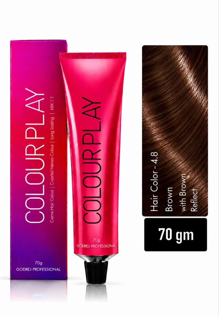 Colour Play Hair Colour BROWN REFLECTS 70G (shades no.- 4.8, 5.83, 6.8) (4.8 (Brown with Brown Reflect))