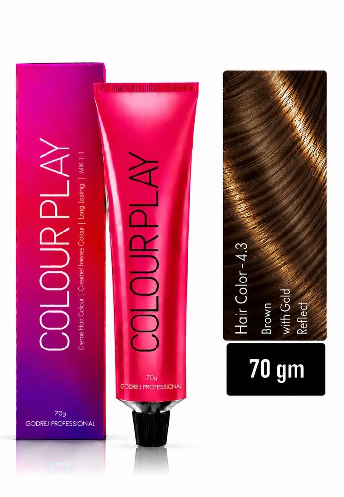 Colour Play Hair Colour GOLD REFLECTS 70G (shades no.- 4.3, 6.13, 7.3, 7.33, 7.43, 8.13, 8.34) (4.3 (Brown with Gold Reflect))