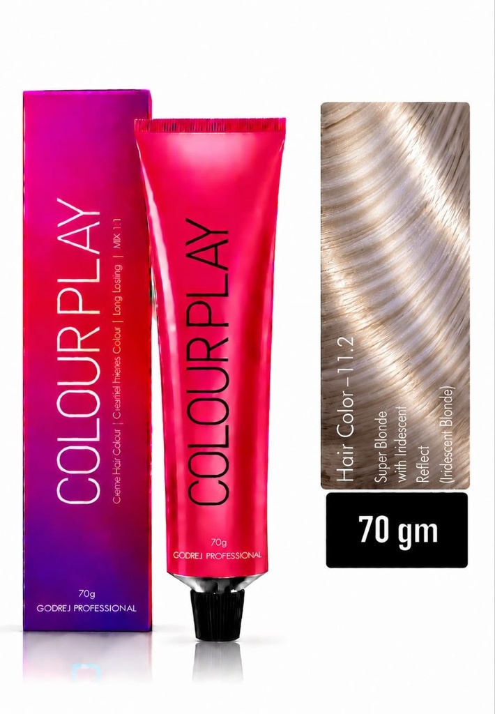 Colour Play Hair Colour SUPER LIFTS  70G (shades no.- 11.2, 11.26, 11.6, 12.01, 12.1, 12.13, 12.3, 12.7) (11.2 (Super Blonde with Iridescent Reflect (Iridescent Blonde)))