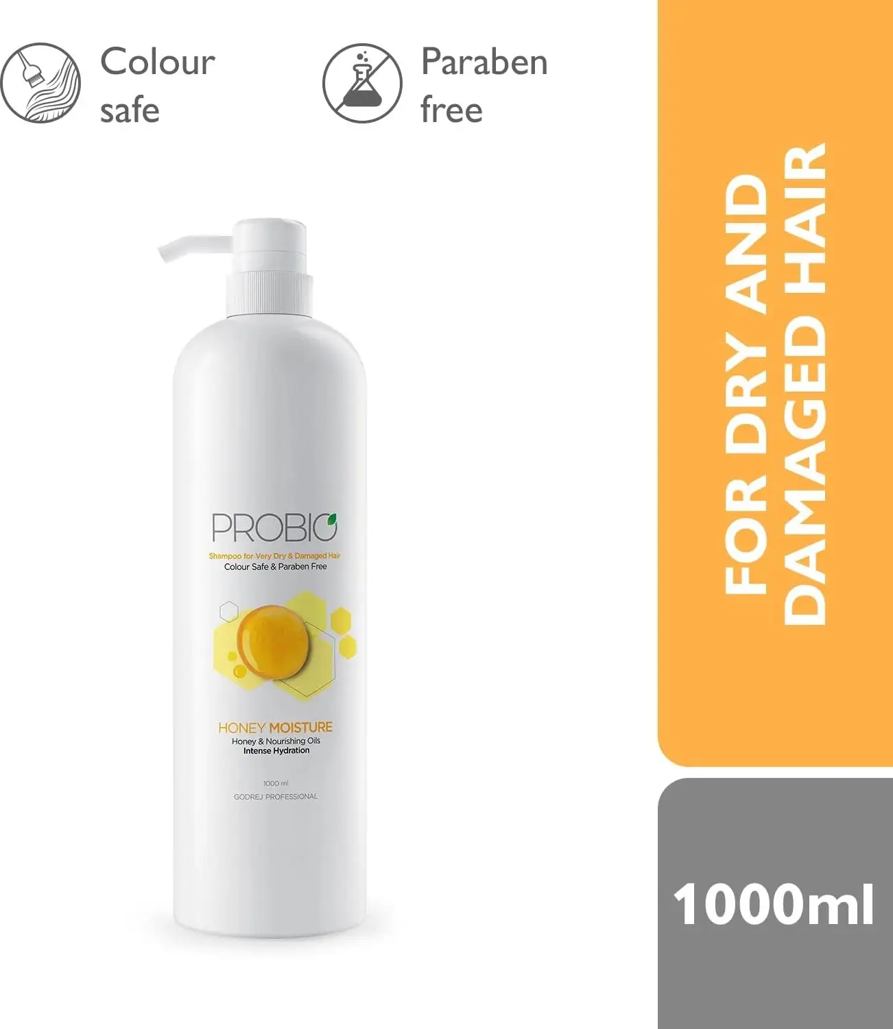 Godrej Professional Honey Moisture Shampoo, For Dry & Damaged Hair - 1000ml