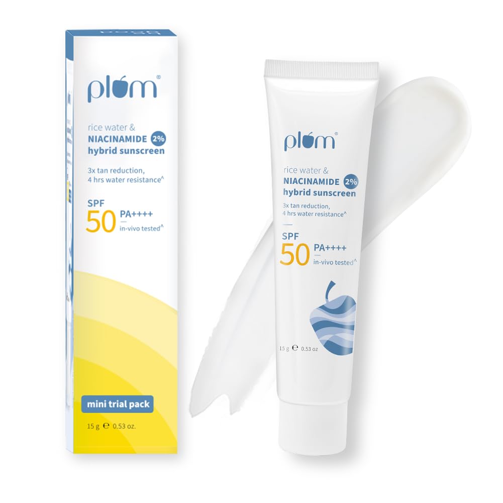 Plum Rice water & NIACINAMIDE 2% hybrid sunscreen 15g SPF 50 PA+++