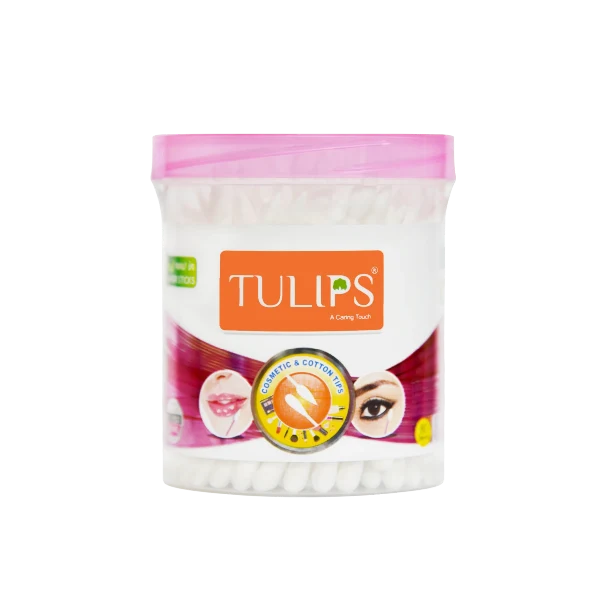 Tulips Cotton Ear Buds (Swabs) (80 Sticks in a Jar) - Hypoallergenic