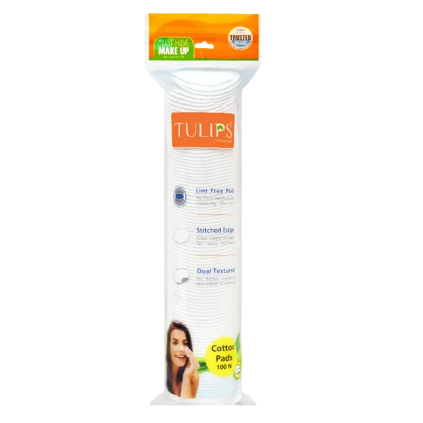 Tulips Cotton Pads (100 pcs in a Ziplock Bag) - Hypoallergenic