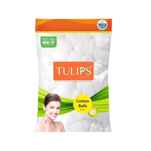 Tulips White Cotton Balls (50 pcs in a Ziplock Bag) - Hypoallergenic