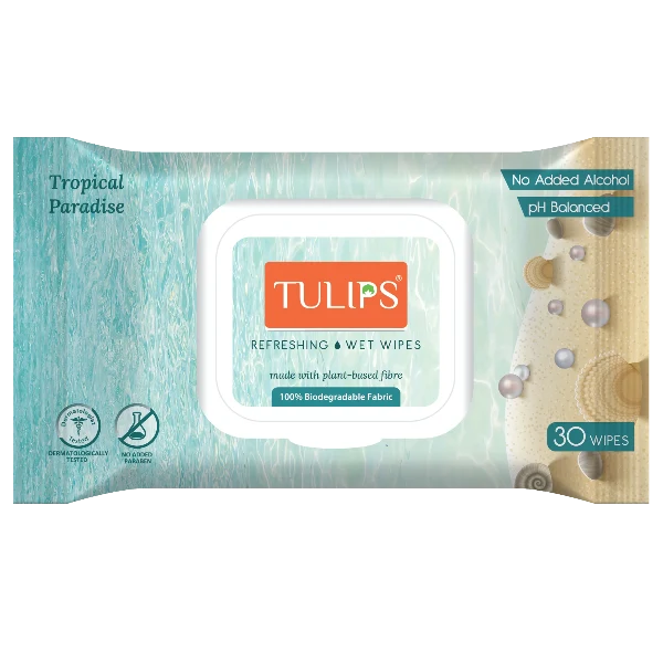 Tulips 30 Wipes in a pack - Refreshing Wet Wipes (Tropical Paradise 30N)