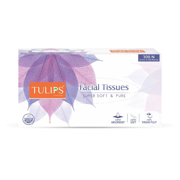 Tulips Facial Tissue Paper (2 Ply, 100 Pulls)