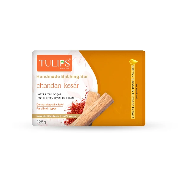 Tulips Chandan Kesar (125g) Handmade Soap