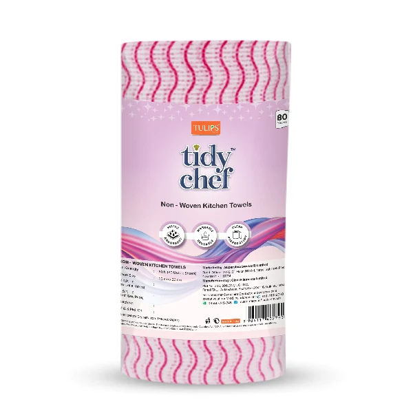 Tulips Tidy Chef Non- Woven Kitchen Towels/Roll (80 Pulls, 2 ply)