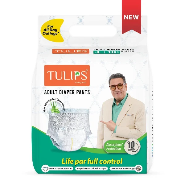 Tulips Adult Diaper Pants - Size L | Leak Protection from Urinary Incontinence