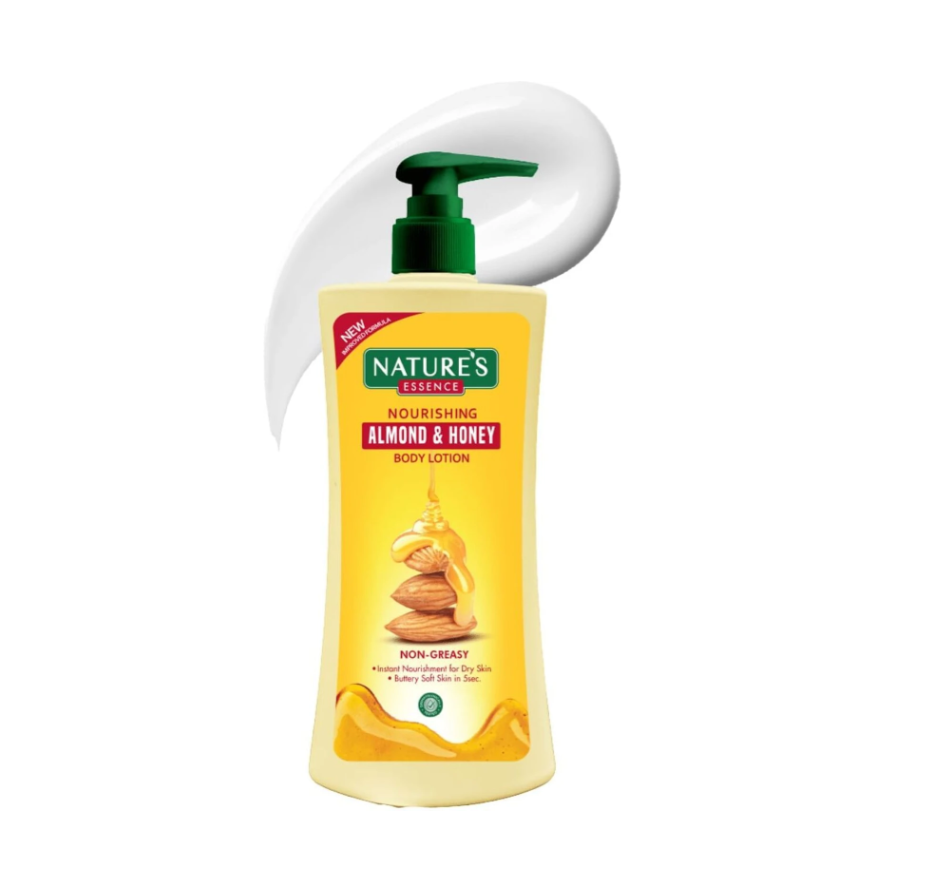 Nature’s Essence Almond & Honey Body Lotion, Nourishing & Moisturizing, Non Greasy Lotion for Dry to Rough Skin, Infused with Shea Butter, 400ml