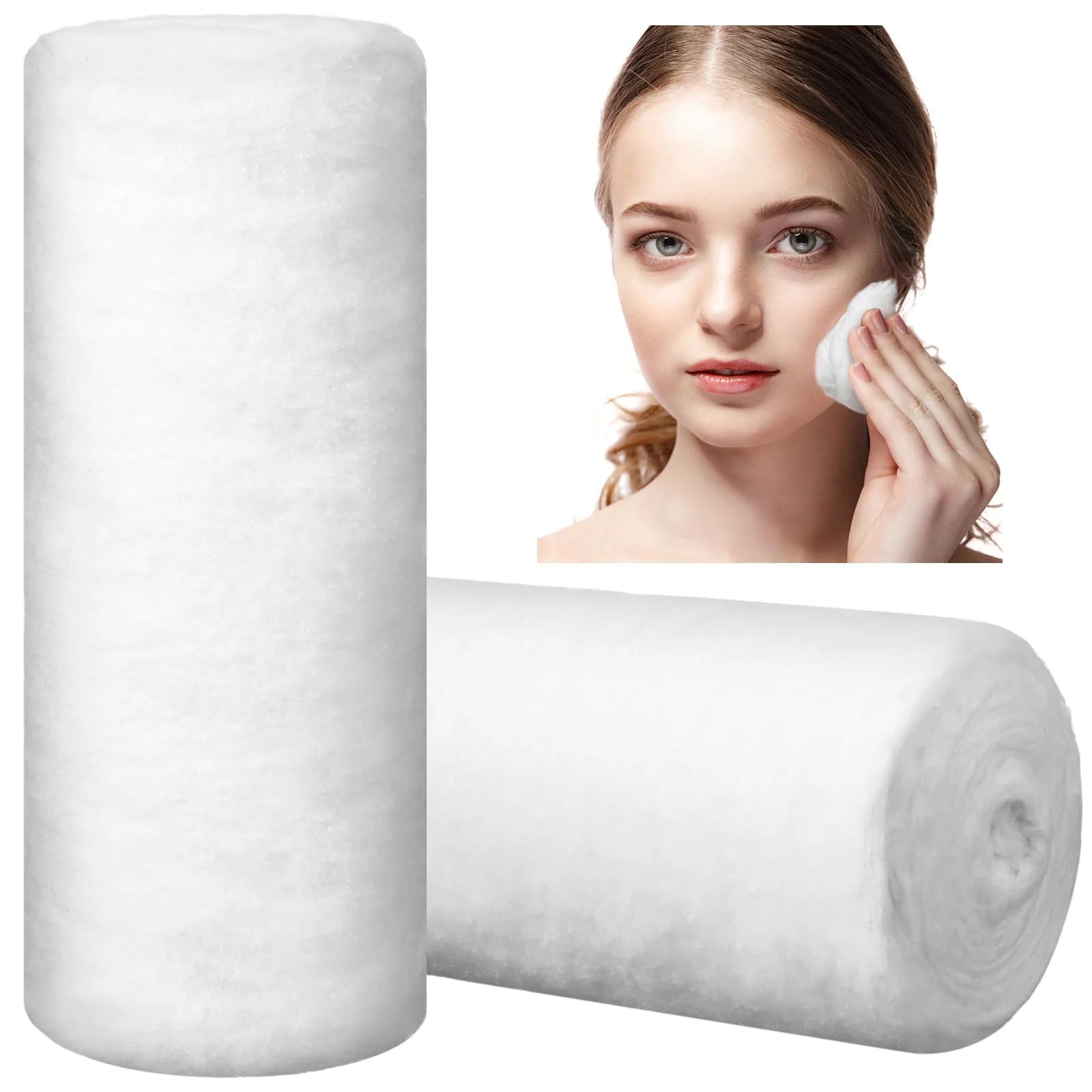 ROOT Pack of 2 Rolls Cotton Roll for Cosmetic Application Product Removal 2.2 lb High Absorbent Soft Rolled Cotton Ball Multipurpose Cotton Use for Makeup Remover Salon Beauty Baby Care Pure Cotton Rolls