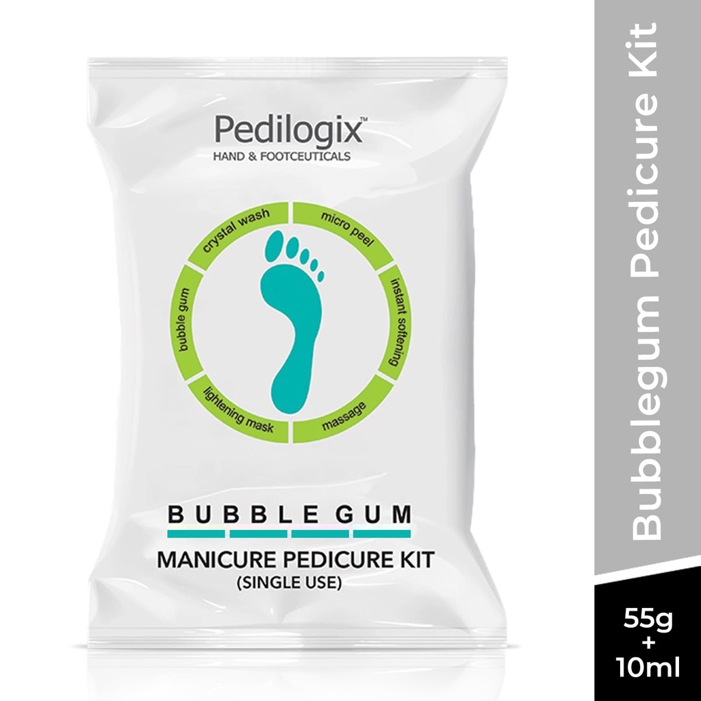 O3+ Pedilogix Bubblegum Manicure Pedicure Kit for Hand and Feet Lightening, Softening and Massage (1 Pc, 55 g 10ML)