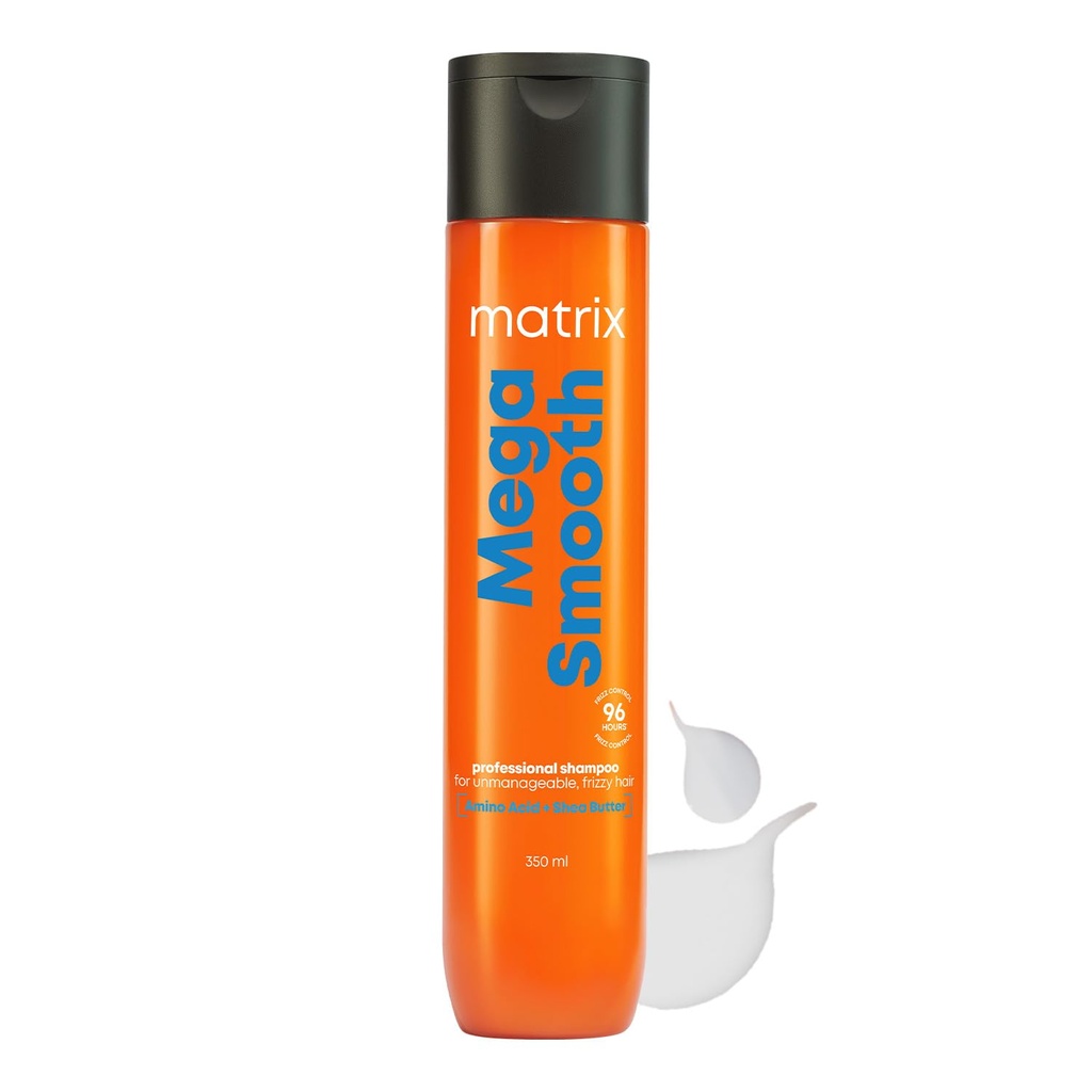 Matrix Professional Mega Smooth Shampoo with Shea Butter & Amino Acids, for Frizzy Hair | Max Smoothness for 4 Days | Used by 1 Lakh Hairstylists*| For All Hair Types | Paraben Free
