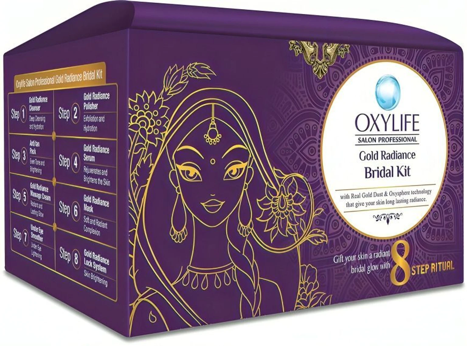 Oxylife Salon Professional Gold Radiance Bridal Kit 336gm 8 Step Ritual 336 g (336 g)