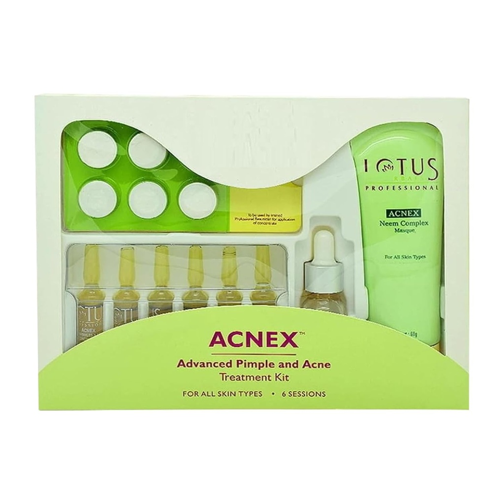 Lotus Professional Acnex Facial Kit | Professional Acne Care Facial For Clearer, Smoother & Refreshed-Looking Skin | Helps Control Excess Oil & Reduce The Appearance Of Blemishes | For Men & Women | 100ml
