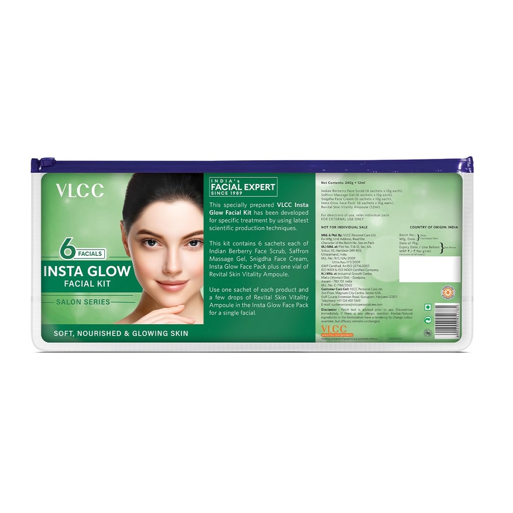 VLCC Salon Series Insta Glow Facial Kit (6 Facials) - 240g + 12ml