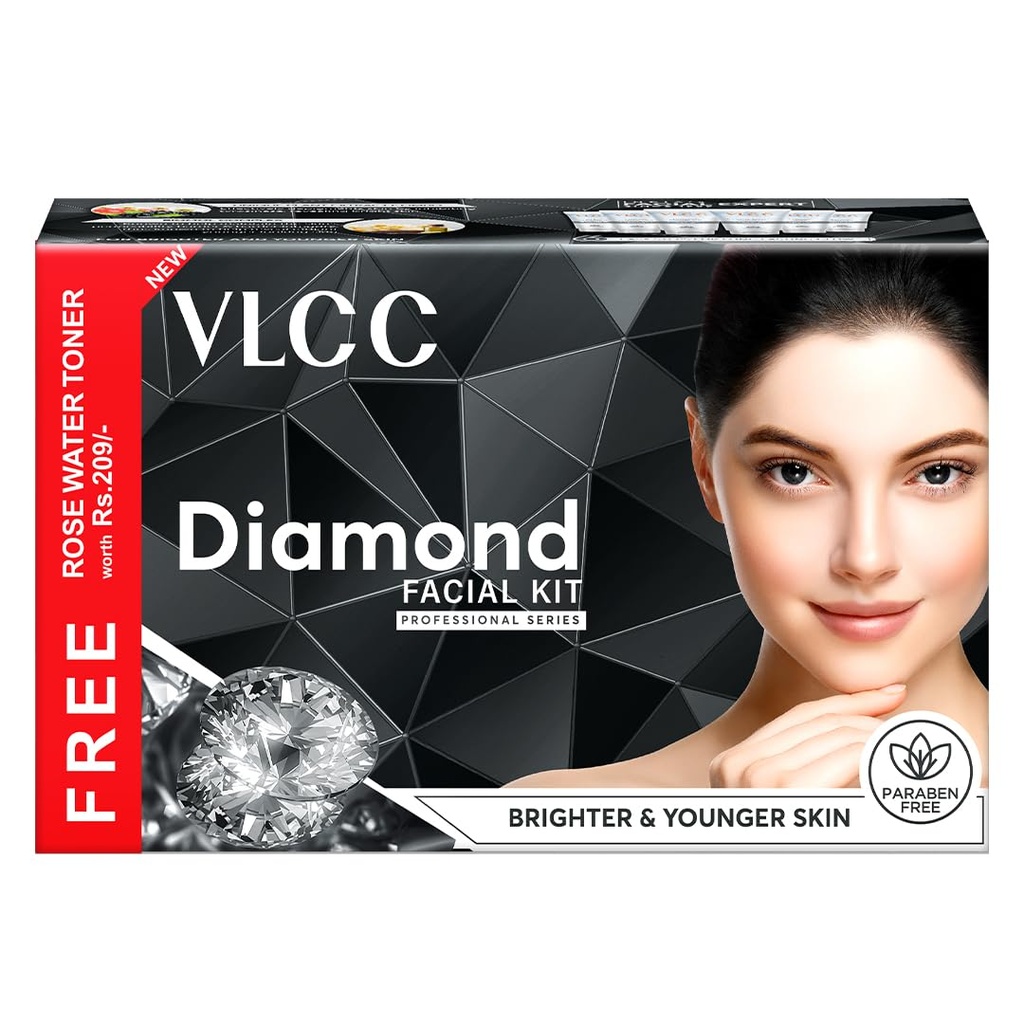 VLCC Diamond Facial Kit + Free Rose Water Toner| 300gm + 100ml